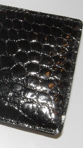 glossy black alligator short wallet