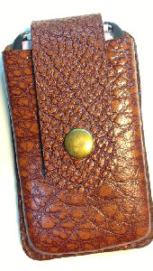 cowhide phone pouch by molding