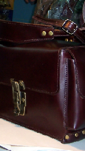 burgundy oiled cowhide satchel