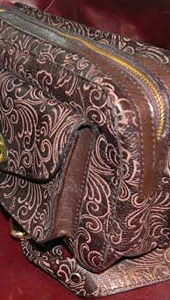 golden art embossed cowhide waist bag