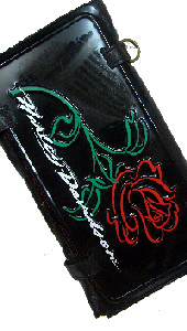 harley davidson rose black cowhide clutch