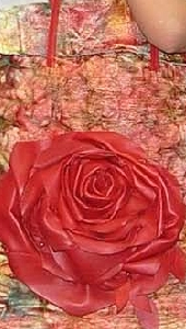 red cowhide rose tote
