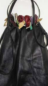 black cowhide shoulder bag
