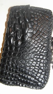 black crocodile card coin bag