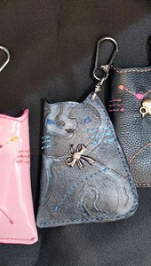 cat shape card pouch leather